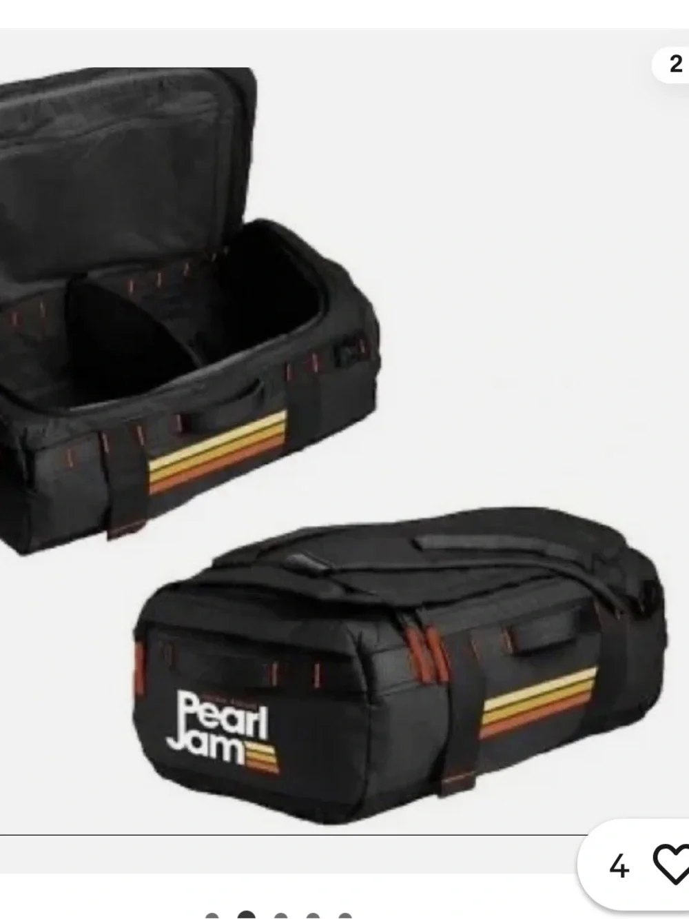 Pearl Jam Black Convertible Duffel Backpack - Dark Matter Tour 2024
